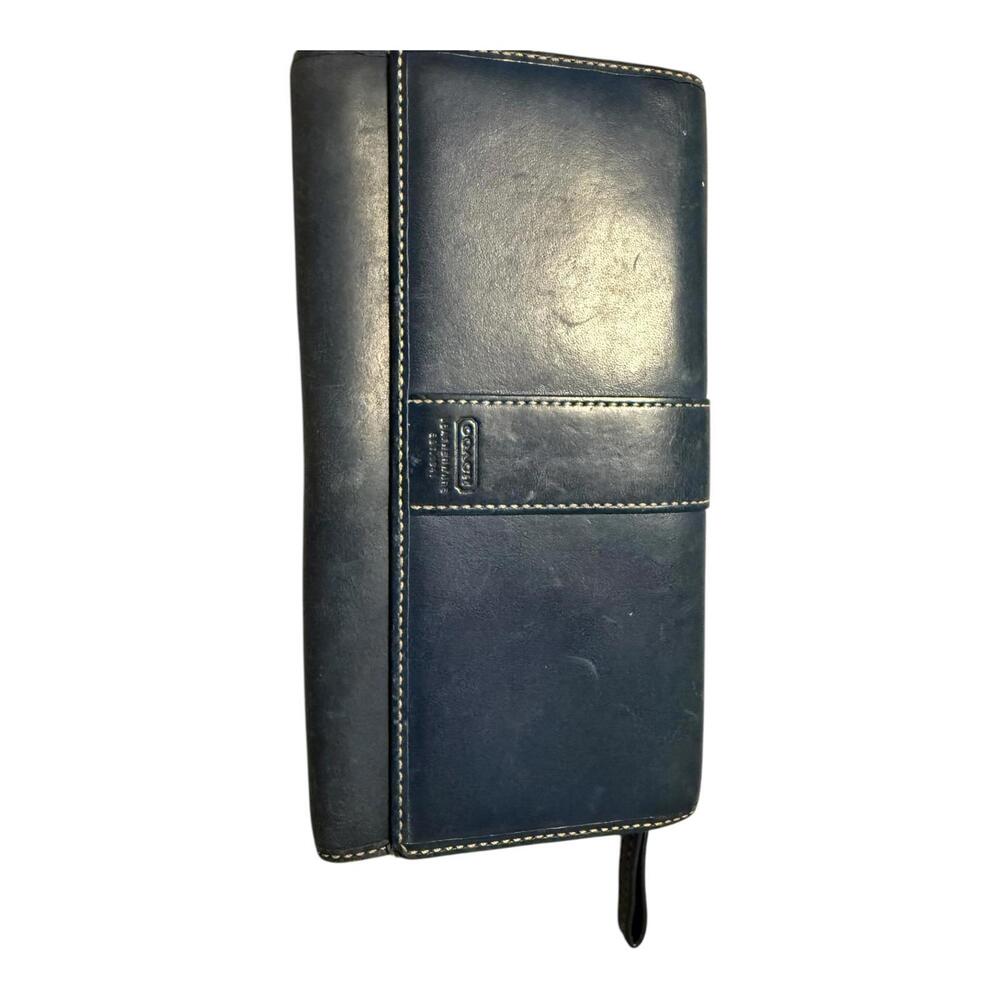 Coach Blue Leather Trifold Wallet, Signature Lining (circa 2008-2014)